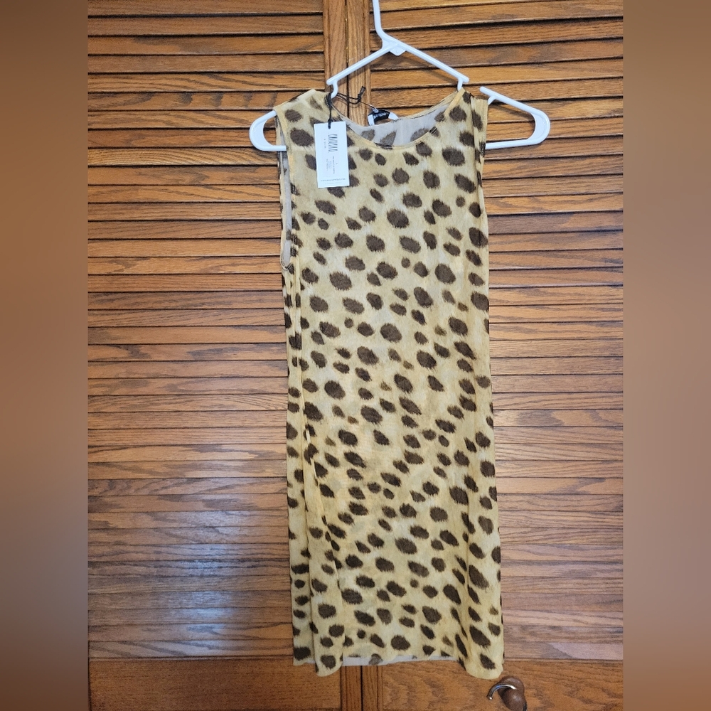 WeWoreWhat NWT Knit Muscle Dress Shear Leopard Size Large‎